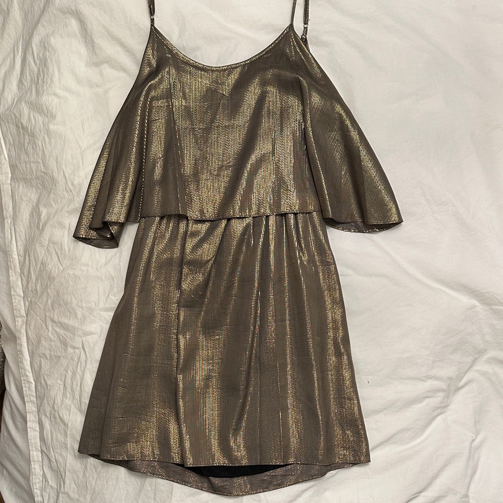 Elizabeth and James Gold Backless Dress